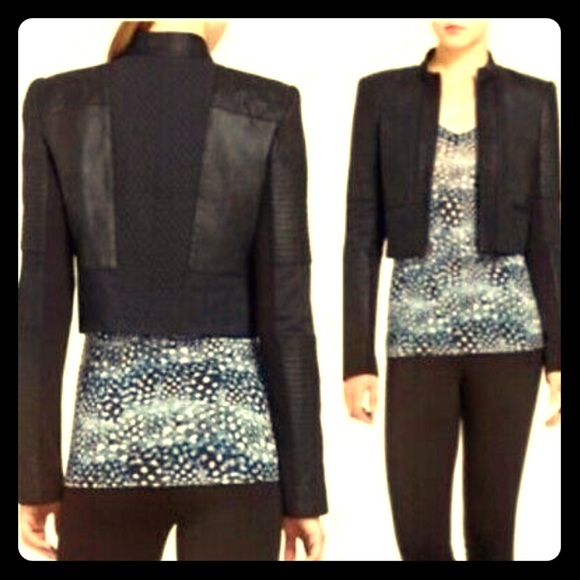 BCBG Maxazria Joshua Moto crop jacket black XS - Picture 2 of 6